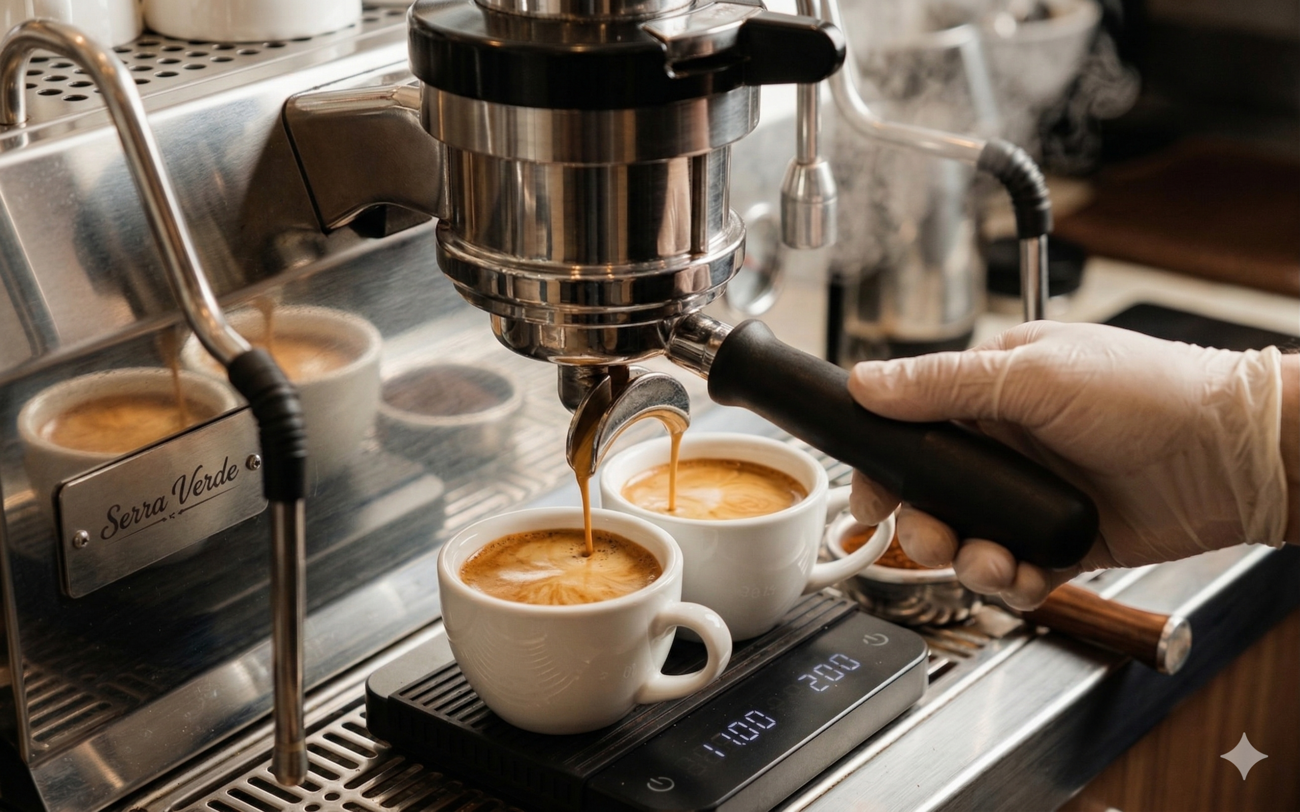 Café especial sendo extraído e preparado na xícara